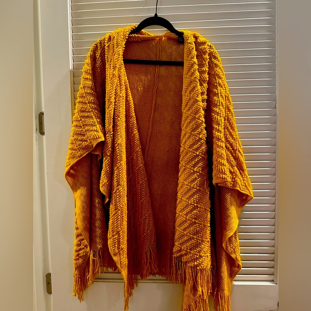 Cejon knit topper poncho rich yellow mustard gold